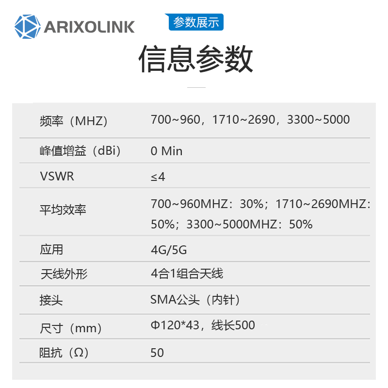 5G天線高增益信號(hào)四合一全頻段全向5g外置天線SMA內(nèi)針無人車適用